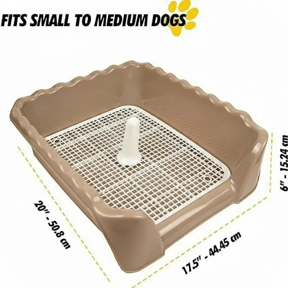 Small Medium Pet Indoor Dog Potty Tray w/ Grate Puppy Training Toilet Litter Box